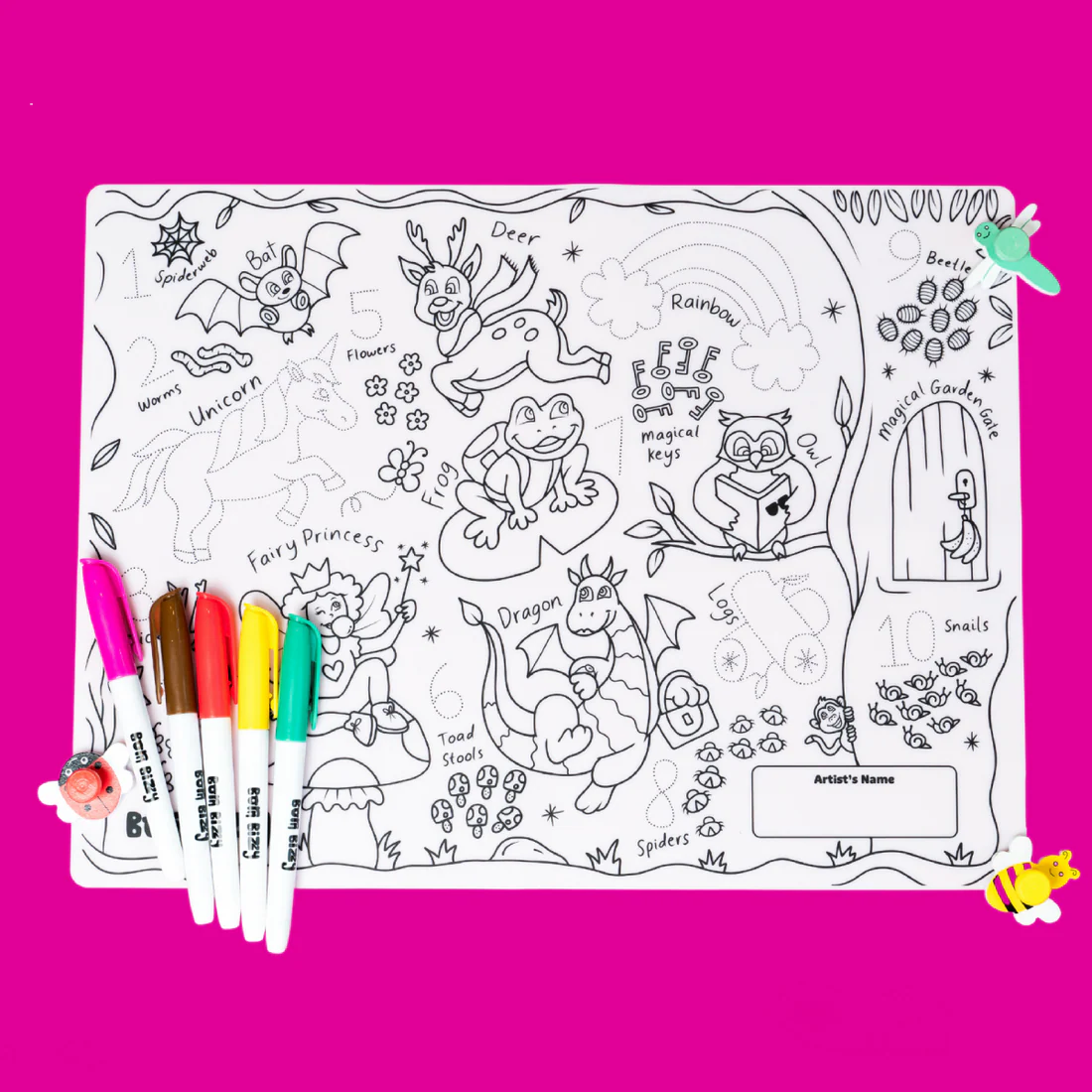 Born Bizzy Enchanted Garden Reusable Silicone Drawing Mat Set