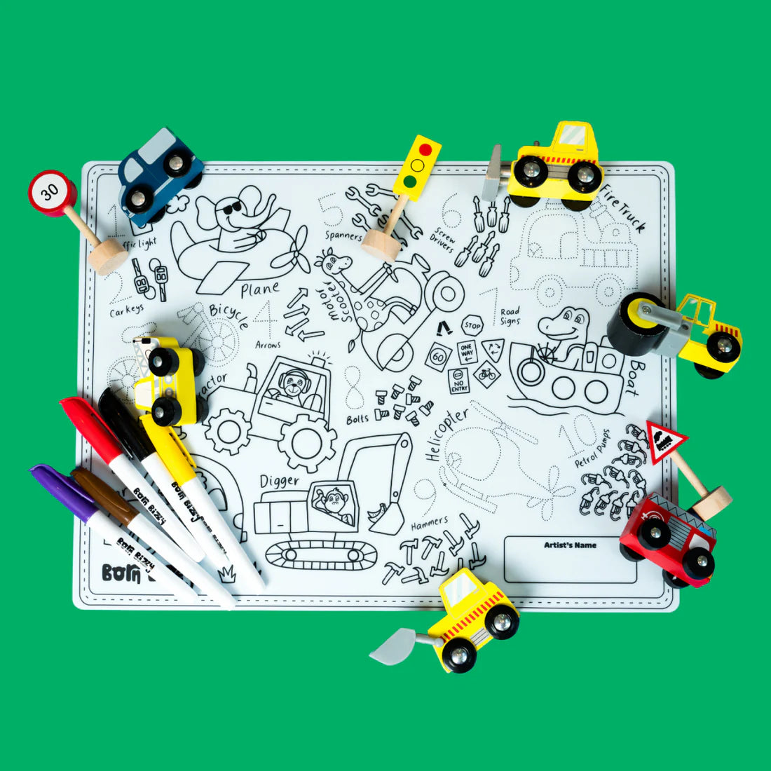 Born Bizzy Things that GO Reusable Silicone Drawing Mat Set