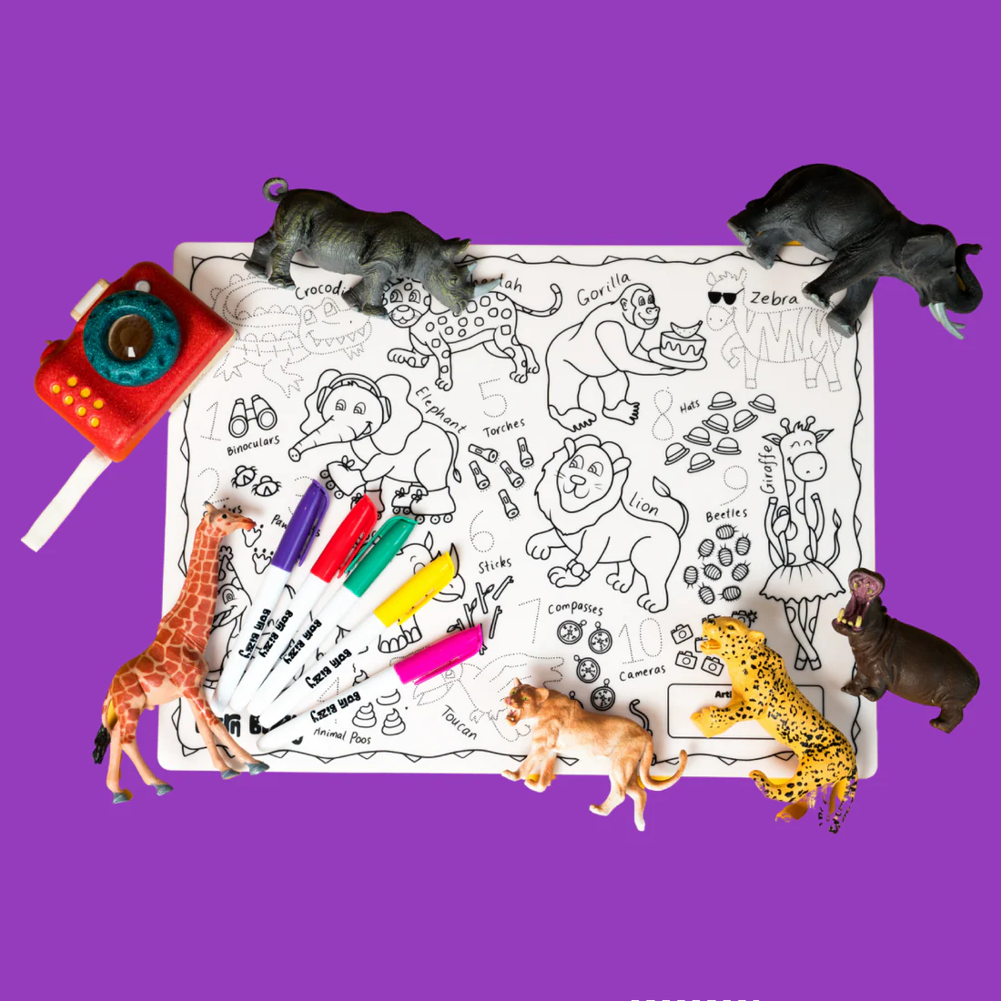 Born Bizzy Totally Wild Reusable Silicone Drawing Mat Set