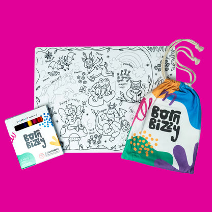 Born Bizzy Enchanted Garden Reusable Silicone Drawing Mat Set