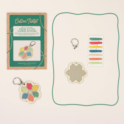 Make Your Own Flower Cross Stitch Keyring