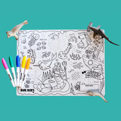 Born Bizzy Under The Sea Reusable Silicone Drawing Mat Set