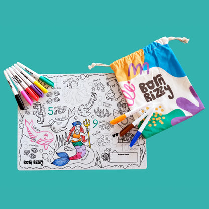 Born Bizzy Under The Sea Reusable Silicone Drawing Mat Set
