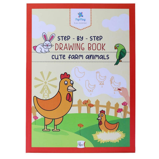 PEPPLAY Step-By-Step Drawing Book - Cute Farm Animals